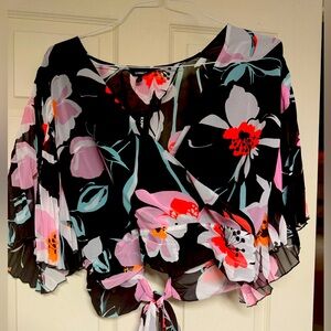 Express Floral Wrap top NWT